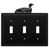 Wrought Iron Triple Switch Cover Loon Lake Wildlife Design 5.63 H Decorative Wall Plate for Cabin Decor by Village Wrought Iron Inc.