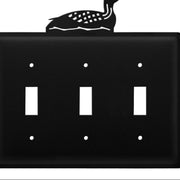 Triple Switch Wall Cover Loon Wildlife Wrought Iron Design 5.63 H Decorative Cabin Wall Plate by Village Wrought Iron Inc.