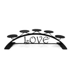 Love Table Top Pillar Candle Holder 5.25"H Wrought Iron Black Holds 5 Pillar Candles By Village Wrought Iron Inc.
