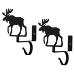Moose Curtain Shelf Brackets (Pair) – 7 1/2" H, Matte Black Wrought Iron Curtain Rod & Shelf Hardware by Village Wrought Iron Inc.