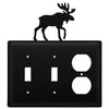 Rustic Moose Double Switch & Outlet Cover Metal Plate