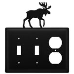 Triple Moose Double Switch & Single Outlet Cover 7.13" H Black Metal Rustic Decorative Plate By Village Wrought Iron Inc.