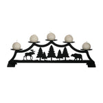 Moose Fireplace Pillar Candle Holder 8.5"H Wrought Iron Black Holds 5 Pillar Candles By Village Wrought Iron Inc.