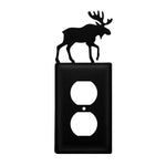 Single Moose Outlet Cover 7.13"H Black Wrought Iron Wildlife Silhouette Wall Plate By Village Wrought Iron Inc.
