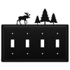Moose & Pine Quadruple Switch Wrought Iron Cover