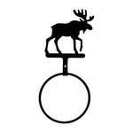 Moose Towel Ring – 12" H Black Wrought Iron Rustic Bathroom Towel Ring, Wildlife Wall Mount by Village Wrought Iron Inc.