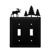 Rustic Double Moose & Pine Trees Double Switch Cover – Wrought Iron Wall Plate