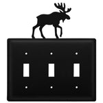 Rustic Moose Triple Switch Cover Wrought Iron Wall Plate 7.13" H Decorative Lodge Accent by Village Wrought Iron Inc.