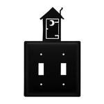 Double Outhouse Double Switch Cover 7.38"H Black Wrought Iron Rustic Wall Plate By Village Wrought Iron Inc.
