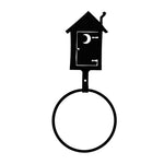 Outhouse Towel Ring – 12" H Black Wrought Iron Rustic Bathroom Towel Ring, Farmhouse Wall Mount by Village Wrought Iron Inc.