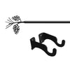 Small Pinecone Curtain Rod 21 to 35 Inch Black Iron