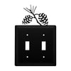 Rustic Pinecone Double Switch Cover Metal Wall Plate