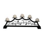 Pinecone Fireplace Pillar Candle Holder 8.5"H Wrought Iron Black Holds 5 Pillar Candles By Village Wrought Iron Inc.