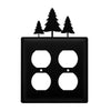 Rustic Pine Trees Double Outlet Cover – Wrought Iron Cabin Wall Plate