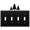 Pine Trees Quadruple Switch Wrought Iron Cover
