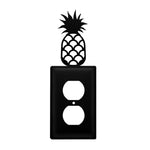 Single Pineapple Outlet Cover 8.13"H Black Wrought Iron Tropical Silhouette Wall Plate By Village Wrought Iron Inc.