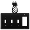 Pineapple Triple Switch & GFI Wrought Iron Cover