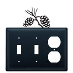 Pinecone Switch Plate Cover 4.63 H Black Wrought Iron Double Switch Single Outlet Rustic Cabin Wall Plate By Village Wrought Iron Inc.