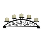 Pinecone Table Top Pillar Candle Holder 5.25"H Wrought Iron Black Holds 5 Pillar Candles By Village Wrought Iron Inc.