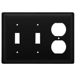 Plain Switch Plate Cover 4.63 H Black Wrought Iron Double Switch Single Outlet Minimal Wall Plate By Village Wrought Iron Inc.