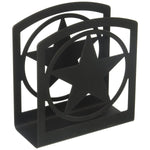 Western Star Napkin Holder 6"H – Black Wrought Iron Rustic Tabletop Organizer By Village Wrought Iron Inc.