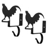 Rooster Curtain Shelf Brackets Pair 7.5"H Black Iron