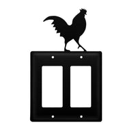 Double GFCI Switch Cover – Rooster Silhouette Metal – 7.38