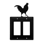 Double GFCI Outlet Cover Rooster Wrought Iron 7.38" H Farmhouse Wall Plate by Village Wrought Iron Inc.