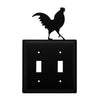 Farmhouse Double Rooster Double Switch Cover – Wrought Iron Wall Plate