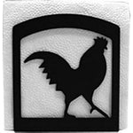 Rooster Napkin Holder 6"H Black Wrought Iron Freestanding Table Organizer By Village Wrought Iron Inc.
