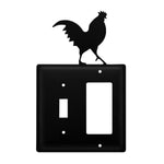 Rooster Single Switch and GFI Wall Cover – Wrought Iron 7.38" H Rustic Farmhouse Decor by Village Wrought Iron Inc.