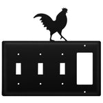 Triple Switch And Single GFI Cover Wrought Iron Rooster Design 7.38" H Farmhouse Wall Plate by Village Wrought Iron Inc.