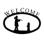 Fireman Welcome Sign Small – 11 3/8" W Rustic Black Wrought Iron Firefighter Wall Plaque by Village Wrought Iron Inc.