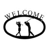 Rustic Two Golfers Welcome Wall Plaque