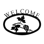 Grapevine Welcome Sign Small – 11 3/8" W Rustic Black Wrought Iron Vineyard Wall Plaque by Village Wrought Iron Inc.