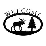 Moose & Pine Welcome Sign Small – 11 3/8" W Rustic Black Wrought Iron Cabin Wall Plaque by Village Wrought Iron Inc.