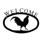 Rooster Welcome Sign Small – 11 3/8" W Rustic Black Wrought Iron Farmhouse Wall Plaque by Village Wrought Iron Inc.
