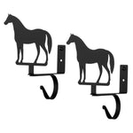 Horse Curtain Shelf Brackets (Pair) – 7 1/2" H x 6 1/4" D, Matte Black Wrought Iron Curtain Rod Shelf Support by Village Wrought Iron Inc.