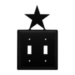 Double Star Double Switch Cover 7.38" H Black Metal Rustic Western Decorative Light Switch Plate By Village Wrought Iron Inc.