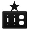 Triple Star Double Switch & Outlet Cover Metal Plate
