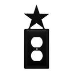 Single Star Outlet Cover 7.38"H Black Wrought Iron Decorative Silhouette Wall Plate By Village Wrought Iron Inc.
