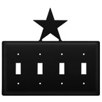Quad Star Quadruple Switch Cover – Black Wrought Iron, 7 3/8" H, Rustic Decorative Wall Plate by Village Wrought Iron Inc.