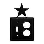 Double Star Switch & Outlet Cover 7.38"H Black Wrought Iron Rustic Wall Plate By Village Wrought Iron Inc.