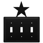 Triple Switch Cover Wrought Iron Star Design 7.38" H Rustic Wall Plate For Farmhouse Decor by Village Wrought Iron Inc.