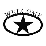 Star Welcome Wall Sign – 11.38" Wide Rustic Metal Plaque, Small Country Entryway Welcome Sign by Village Wrought Iron Inc.