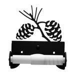 Pinecone Toilet Tissue Holder with Reserve Roll – 6 1/2" H Black Wrought Iron Bathroom Holder by Village Wrought Iron Inc.