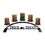 Trick Or Treat Table Top Pillar Candle Holder 5.25"H Wrought Iron Black Holds 5 Pillar Candles By Village Wrought Iron Inc.