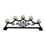 Victorian Fireplace Pillar Candle Holder 8.5"H Wrought Iron Black Holds 5 Pillar Candles By Village Wrought Iron Inc.