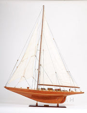 Shamrock Yacht Model – 48.5 Inch Wooden Sailboat – Handcrafted Nautical Display