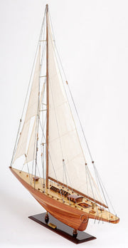 Handcrafted Sailboat Model – 48.5 Inch Shamrock Yacht – Wooden Decorative Replica